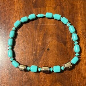 Turquoise and Silver Beaded Necklace
